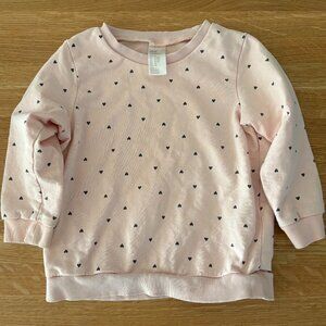 Toddler Girls H&M Pink Hearts Sweatshirt Top, 18M-2T